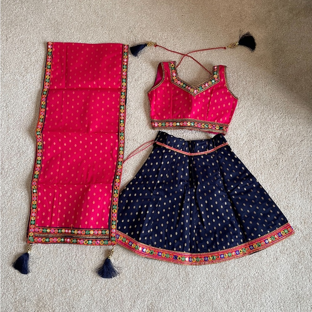 Toddler girls pink and purplee Chaniya Choli